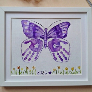 Boldogság-Pillangó -Anyák napi kép, köszöntő lap kézzel festett akvarell lap, Otthon & Életmód, Papír, írószer, Ajándékozás kellékei, Képeslap, üdvözlőlap, Fotó, grafika, rajz, illusztráció, MESKA