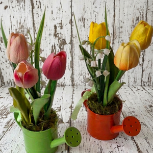 Tulipános  kannák- tavaszi dekoráció, asztaldísz,  anyáknapja, pedagógusnak, ajándékba - Meska.hu