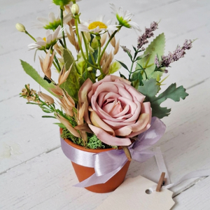 Vadvirágos cserepes dísz, asztaldísz, ünnepi alkalmara, anyák napja, pedagógusnap, Otthon & Életmód, Dekoráció, Asztal és polc dekoráció, Asztaldísz, Fotó, grafika, rajz, illusztráció, Virágkötés, MESKA