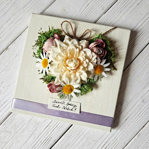 Szívtől Szívig- egyedi, virágszíves  kép zuzmóval, ajándékba, ünnepi alkalomra, anyák napja, ballagás, pedagógusnapra,  - Meska.hu