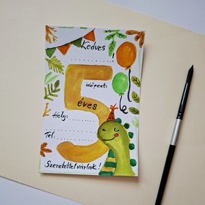 Dinó, Fiús szülinapi meghívó kártya - Meska.hu