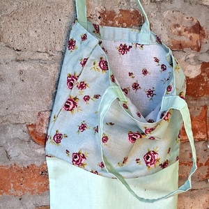 Menta rózsás textil szatyor, textil táska Azonnal vihető! - táska & tok - bevásárlás & shopper táska - shopper, textiltáska, szatyor - Meska.hu