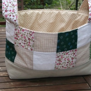 Romantikus patchwork kosár csipkével (nagyobbacska) - Meska.hu