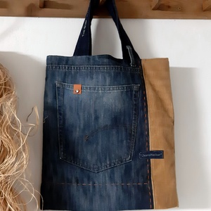 Farmer szatyor kordbársonnyal kombinálva - táska & tok - bevásárlás & shopper táska - shopper, textiltáska, szatyor - Meska.hu