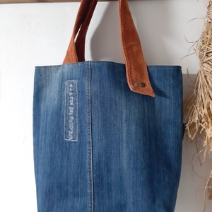 Bohém farmer válltáska, tote bag kordbársonnyal kombinálva - Meska.hu