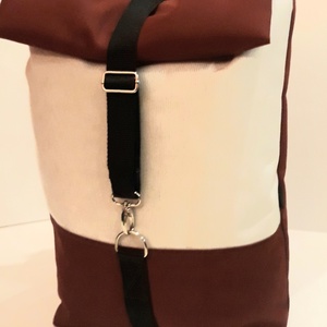 Bordó- fehér vízálló roll up hátizsák - Meska.hu