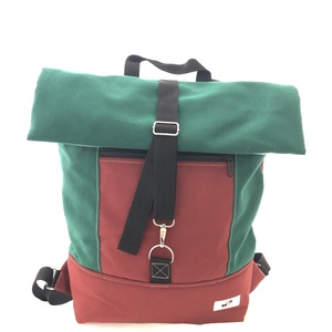 Bordó-zöld rolltop hátizsák - táska & tok - laptoptáska, laptop hátizsák - Meska.hu