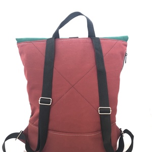 Bordó-zöld rolltop hátizsák - táska & tok - laptoptáska, laptop hátizsák - Meska.hu