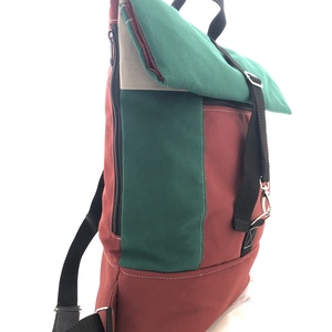 Bordó-zöld rolltop hátizsák - táska & tok - laptoptáska, laptop hátizsák - Meska.hu
