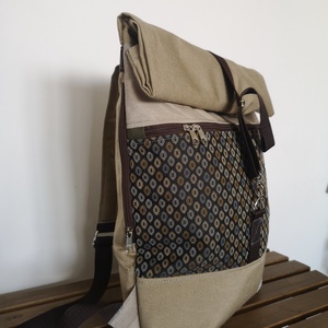 Beige vízálló rolltop hátizsák - Meska.hu