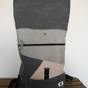 Púderrózsaszín-szürke vízálló rolltop hátizsák - táska & tok - hátizsák - roll top hátizsák - Meska.hu