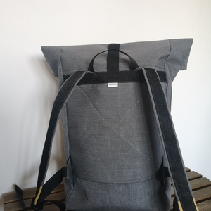 Szürke-sárga vízálló rolltop hátizsák - táska & tok - hátizsák - roll top hátizsák - Meska.hu