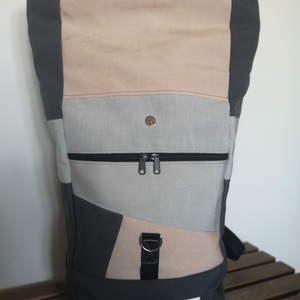 Púderrózsaszín-szürkevízálló rolltop hátizsák - táska & tok - hátizsák - hátizsák - Meska.hu