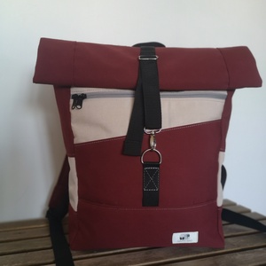 Bordó-púderrózsaszín vízálló rolltop hátizsák - táska & tok - hátizsák - roll top hátizsák - Meska.hu