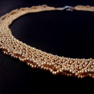 Antik arany színű gyöngynyaklánc, gyöngygallér, ajándék - ékszer - nyaklánc - gyöngyös nyaklánc - Meska.hu