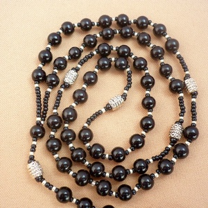 Fekete -ezüst férfi rózsafüzér rózsafüzér nyaklánc , férfi nyaklánc,  férfi ékszer, Meska -  - Meska.hu