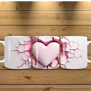  3D Szivecskés bögre, Művészet, Grafika & Illusztráció, Digitális, Fotó, grafika, rajz, illusztráció, MESKA