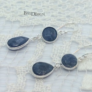 Ezüst zafír fülbevaló, Ékszer, Fülbevaló, Lógó fülbevaló, Ékszerkészítés, MESKA