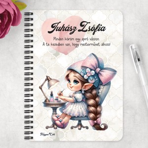 Személyre szabható - Tündéri Körmös manólány mintás A5-ös füzet - otthon & életmód - papír, írószer - jegyzetfüzet & napló - Meska.hu