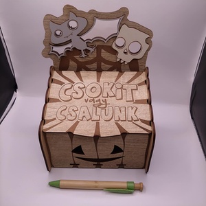 Csokit vagy csalunk  Halloween töklámpás fa édességtartó doboz - Meska.hu