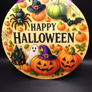 Halloween ajtókopogtató - UV nyomott mintával 25 cm - otthon & életmód - dekoráció - halloween - halloweeni ajtódíszek és ablakdíszek - Meska.hu