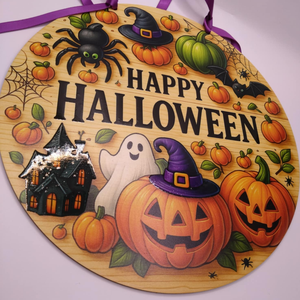 Halloween ajtókopogtató - UV nyomott mintával 25 cm - otthon & életmód - dekoráció - halloween - halloweeni ajtódíszek és ablakdíszek - Meska.hu