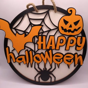 Halloween ajtódísz 25 cm - többrétegű, Otthon & Életmód, Dekoráció, Halloween, Halloweeni ajtódíszek és ablakdíszek, Famegmunkálás, Festészet, MESKA