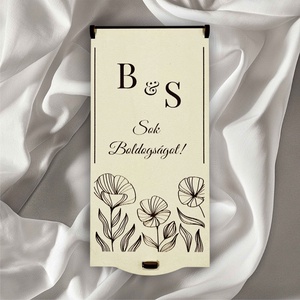 Sok Boldogságot esküvői pénzátadó doboz  egyedi monogrammal, Esküvő, Emlék & Ajándék, Nászajándék, Esküvői pénzátadó doboz, Famegmunkálás, Gravírozás, pirográfia, MESKA