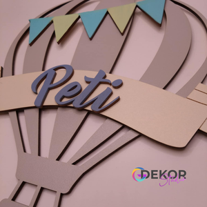 Egyedi fa ajtókopogtató Hőlégballon - egyedi névvel - otthon & életmód - dekoráció - ajtó- és ablak dekoráció - ajtódísz & kopogtató - Meska.hu