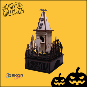 Halloween szellemkastély  fa asztali dekoráció - otthon & életmód - dekoráció - halloween - halloweeni asztaldísz - Meska.hu