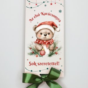 Karácsonyi pénzátadó doboz - egyedi, uv nyomott ajándék - Macis mintával, Karácsony, Karácsonyi ajándékozás, Karácsonyi ajándékcsomagolás, Famegmunkálás, MESKA