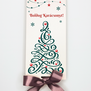 Minimalista karácsonyfa mintás, UV nyomott pénzátadó doboz, Karácsony, Karácsonyi ajándékozás, Karácsonyi ajándékcsomagolás, Famegmunkálás, MESKA