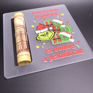 Grincses akril, UV nyomott pénzátadó - karácsony - karácsonyi lakásdekoráció - karácsonyfadíszek - Meska.hu