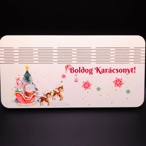 Karácsonyi, UV nyomott pénzátadó - Télapó és az ajándékok, Karácsony, Karácsonyi ajándékozás, Karácsonyi ajándékcsomagolás, Famegmunkálás, MESKA