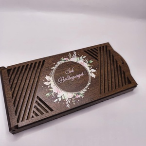 Sok boldogságot UV nyomott pénzátadó doboz, Otthon & Életmód, Papír, írószer, Ajándékozás kellékei, Pénzátadó doboz, Gravírozás, pirográfia, Famegmunkálás, MESKA