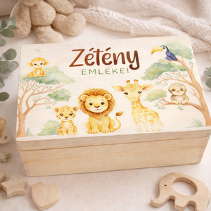 Személyre szabott babaváró emlékdoboz - UV nyomott mintával, Baba - mama, Babaemlékek, Baba emlékőrző, Famegmunkálás, Gravírozás, pirográfia, MESKA