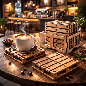 Mini raklap poháralátét szett tartóval - otthon & életmód - konyhafelszerelés, tálalás - tálalás - tányér- és poháralátét - Meska.hu