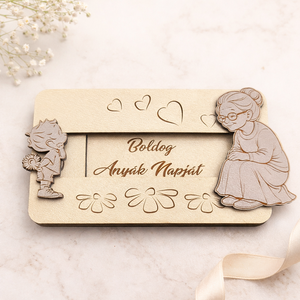 Csúsztatható fa ajándékkártya átadó kedves üzenettel - Anyák, Mamák napjára - Meska.hu