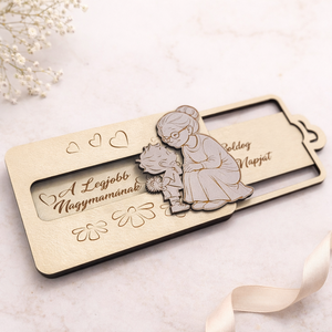 Csúsztatható fa ajándékkártya átadó kedves üzenettel - Anyák, Mamák napjára - otthon & életmód - papír, írószer - ajándékozás kellékei - pénzátadó doboz - Meska.hu