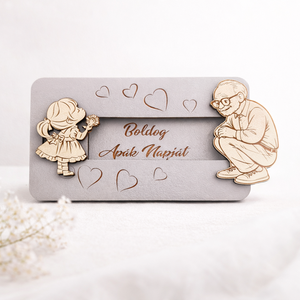 Csúsztatható fa ajándékkártya átadó kedves üzenettel - Apák, Papák napjára - Meska.hu