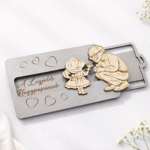 Csúsztatható fa ajándékkártya átadó kedves üzenettel - Apák, Papák napjára - otthon & életmód - papír, írószer - ajándékozás kellékei - pénzátadó doboz - Meska.hu