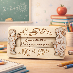 Csúsztatható fa ajándékkártya átadó � Szeretettel Pedagógusnapra - otthon & életmód - papír, írószer - ajándékozás kellékei - pénzátadó doboz - Meska.hu