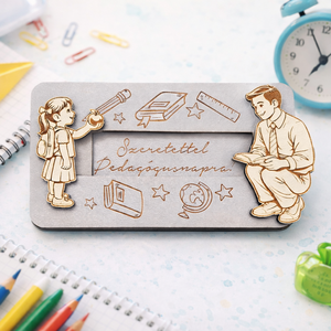 Csúsztatható fa ajándékkártya átadó � Szeretettel Pedagógusnapra - Meska.hu