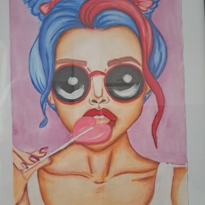 Nyalokas lany, Művészet, Grafika & Illusztráció, Művészi nyomat, Festészet, MESKA
