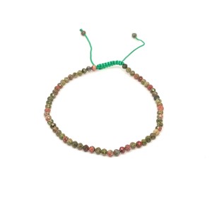 Fazettált unakit golyós ásvány karkötő csúszócsomóval 4�5mm - Meska.hu