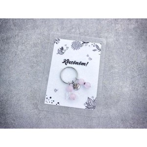 Köszönöm kulcstartó rózsakvarccal, Táska & Tok, Kulcstartó & Táskadísz, Kulcstartó, , MESKA