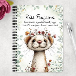 Személyre szabható - Tündéri hermelin, a kecses felfedező mintás A6-os füzet - otthon & életmód - papír, írószer - jegyzetfüzet & napló - Meska.hu