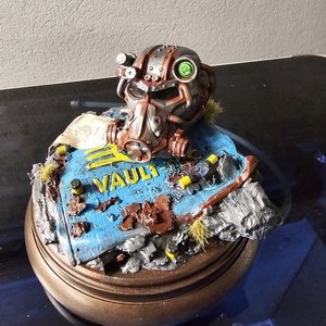 Fallout T-60 mini dioráma, kézzel festve, Otthon & Életmód, Dekoráció, Asztal és polc dekoráció, Asztaldísz, Festett tárgyak, Festészet, MESKA