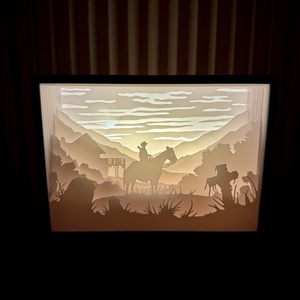 Red Dead Redemption shadow box lámpa- 3D Nyomtatott - otthon & életmód - lámpa - asztali lámpa - Meska.hu