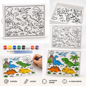 Festhető dinoszauruszos puzzle készlet  - játék & sport - puzzle - puzzle doboz - Meska.hu